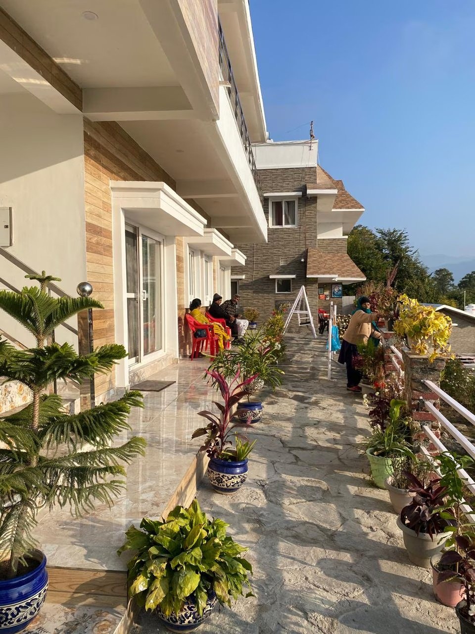 Tehri Farms terrace with valley views